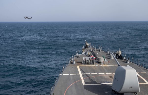 US Navy and Army vessels and aircraft conduct joint integration exercises in Gulf waters in March. [US Navy]