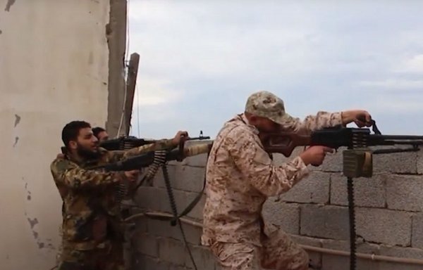 Syrian mercenaries are seen fighting on the outskirts of the Libyan city of Tripoli. [Photo courtesy of Libya al-Ahrar TV]