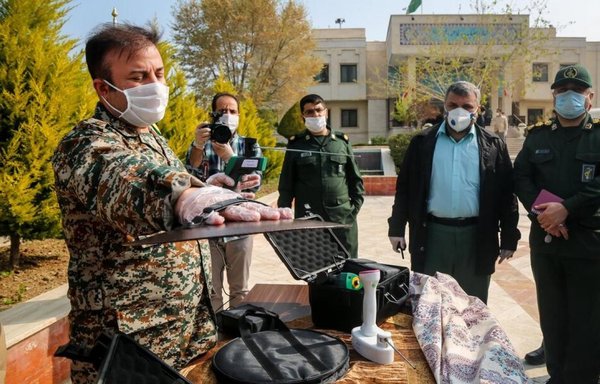 A coronavirus detector, unveiled April 15h by IRGC commander Hossein Salami, has been the subject of laughter and ridicule among the Iranian people. [Photo courtesy of Independent Persian]