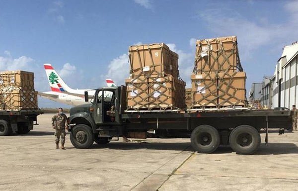 The Lebanese army received from the US on March 28th a new batch of weapons, military equipment and ammunition. [Photo courtesy of the Lebanese Army Command Directorate of Guidance]