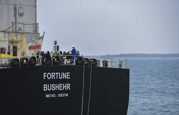 In this photo taken May 25th, the Iranian-flagged oil tanker Fortune is docked at the El Palito refinery after its arrival to Puerto Cabello in the northern state of Carabobo, Venezuela. The US sanctioned on June 24th five Iranian ship captains who delivered oil to Venezuela. [AFP]