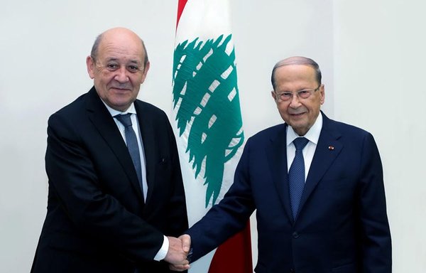 French Foreign Minister Jean-Yves Le Drian meets with Lebanese President Michel Aoun in Beirut on July 23rd. [Photo courtesy of the National News Agency]