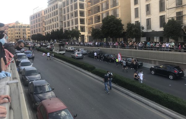 Protests erupted against the political elite, including Hizbullah, after the August 4th blast at the Beirut port. [Nohad Topalian/Al-Mashareq]