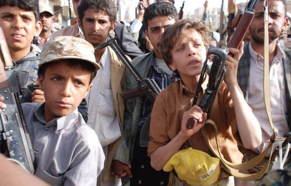A recent report by the Yemeni Network for Rights and Freedoms has found that between January 1st, 2015 and August 30th, 2019 the Houthis had recruited 12,341 children under the age of 14 into the militia's ranks. [Photo via the Yemeni Network for Rights and Freedoms' Twitter]