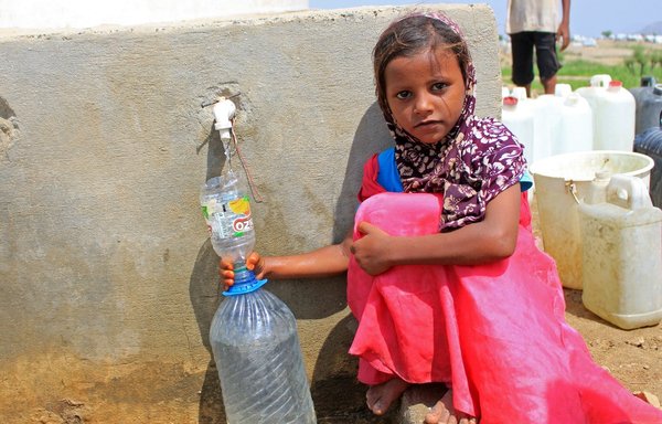 The Iran-backed Houthis in Yemen have targeted wells that provide drinking water to IDPs. A displaced Yemeni child is seen here in Hajjah province in 2020. [Essa Ahmed/AFP]