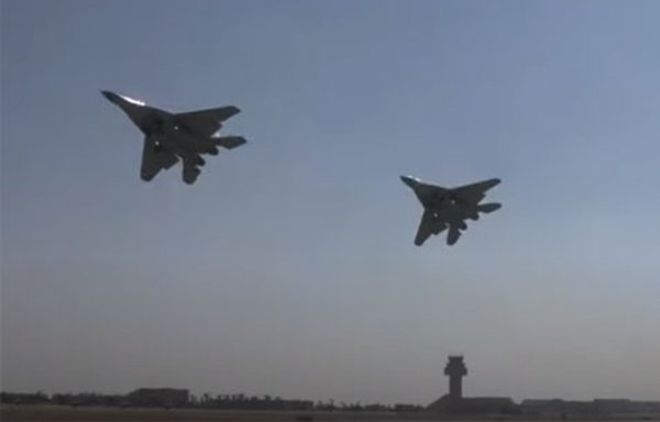 Egyptian fighter jets have conducted multiple raids against extremist groups in North Sinai. [Screenshot from video posted on Egypt's General Command of the Armed Forces Facebook page]