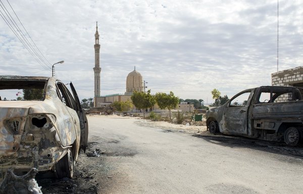 A picture taken November 25th, 2017, shows the Rawda mosque in North Sinai after a gun and bombing attack -- the country's deadliest attack in recent memory. [STR/AFP]