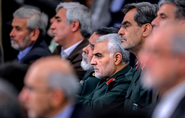 Archive photo posted by the Iranian military on December 12 of Qassem Soleimani at a gathering in Iran. [Iranian Ministry of Defense]