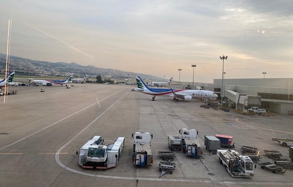 Middle East Airlines aircraft docked at Beirut airport are shown in an undated photo. [Nohad Topalian/Al-Mashareq]