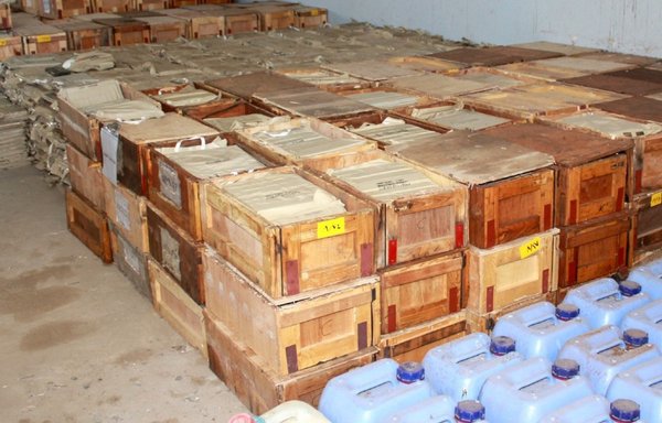 Iranian-manufactured C-4 explosive recovered from the Jihan 1 interdiction in 2013, documented in Yemen. [Photo via 'A Guide to Illicit Iranian Weapon Transfers' report]