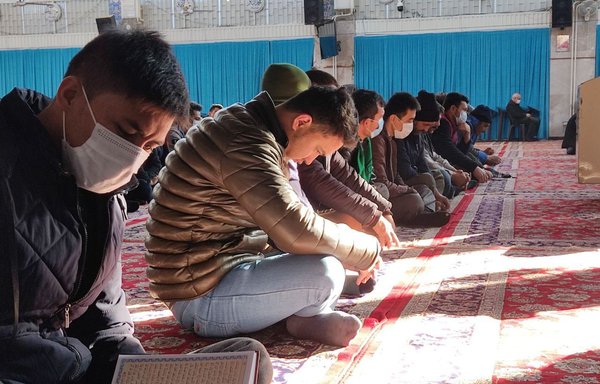 Members of the IRGC-backed Fatemiyoun Division at the Zainab shrine in Damascus on January 8. [Fatemiyoun]