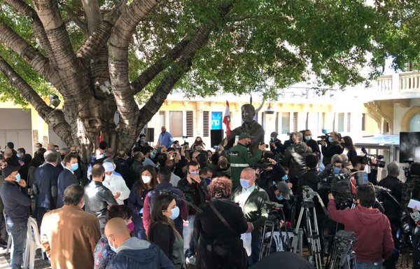 A sit-in to protest Hizbullah critic Lokman Slim's assassination was held February 6 at the Samir Kassir square in downtown Beirut. [Nohad Topalian/Al-Mashareq]