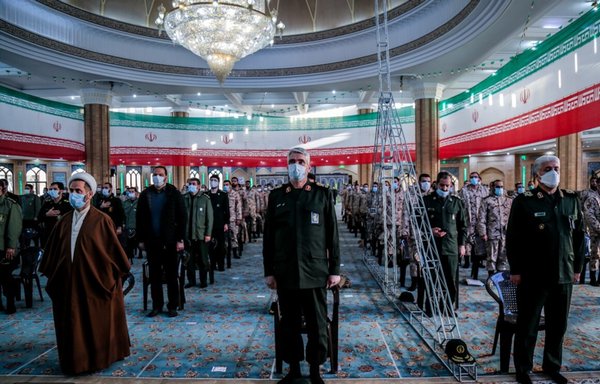 Members of the IRGC, the armed forces and top civilian leaders gather during a commemoration of the 42nd anniversary of the Islamic Republic at Imam Hossein University in Tehran on February 9. [Iranian Ministry of Defense]