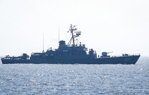An Iranian battleship is shown in the Indian Ocean February 17. [Iranian Ministry of Defence]