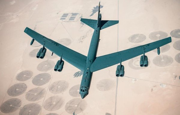 A US B-52 bomber flies over the Middle East on March 7. [CENTCOM]