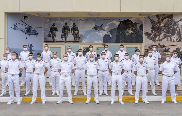 Members of European Maritime Awareness in the Strait of Hormuz (EMASOH) pose for a picture at the operation's headquarters in Abu Dhabi. [EMASOH]