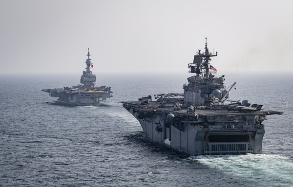 During the French carrier strike group mission Clemenceau 21, exercise GASWEX 21 brought together American, Belgian, French and Japanese naval assets in a combined, multilateral surface, air and sub-surface training. [CENTCOM]