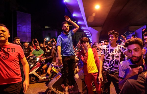 Protesters gather for a demonstration against dire economic conditions in Beirut's southern suburb, Hizbullah's stronghold, on June 11. [Anwar Amro/AFP]