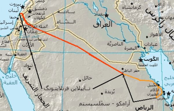 A map of where the Tapline pipeline and highway run. [File]