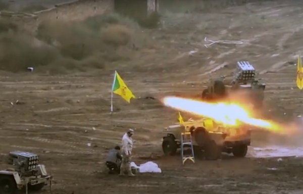 A Kataib Hizbullah rocket launcher is seen here in Iraq in an undated video clip posted online. [Sada al-Wilaya]