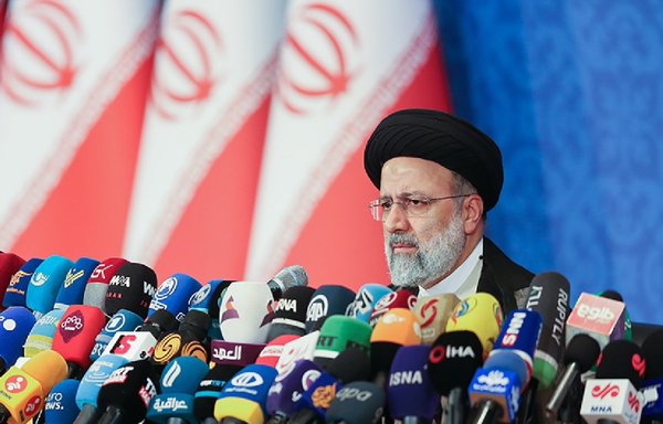 Ebrahim Raisi's first press conference after Iran's June elections is shown. [Vaghayerooz]