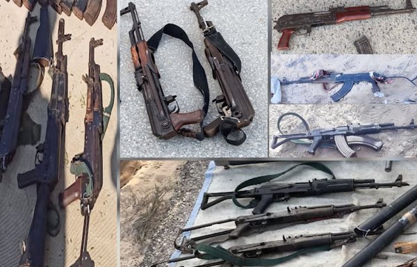 The Egyptian army displays firearms it seized during recent security operations in North Sinai. [Official Spokesman of the Egyptian Army Facebook page]