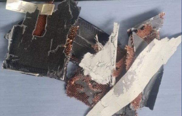 Debris from the first and failed Iranian UAV attack July 29 on the Mercer Street vessel is shown. [CENTCOM]