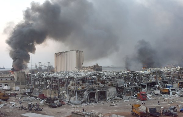A general view of the scene of the explosion that hit Beirut port on August 4, 2020. [Ziad Hatem/Al-Mashareq]