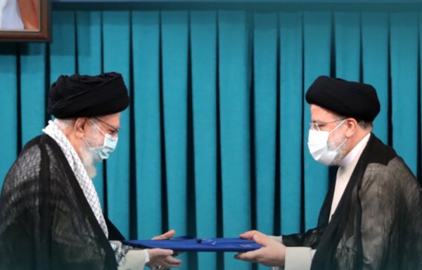 Iran's leader Ali Khamenei (left) and newly elected President Ebrahim Raisi. [Khamenei.ir]