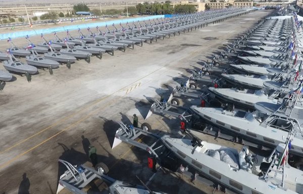 The deal struck between Iran and China earlier this year calls for joint military training and exercises, joint research and weapons development, and intelligence sharing. Pictured here are IRGC speed attack boats designed to disrupt maritime traffic in the Gulf. [IRGC]