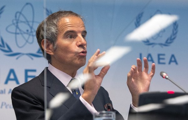 International Atomic Energy Agency (IAEA) Director-General Rafael Grossi holds a news conference after a meeting of the IAEA Board of Governors at the agency's headquarters in Vienna, Austria, on September 13. [Alex Halada/AFP]