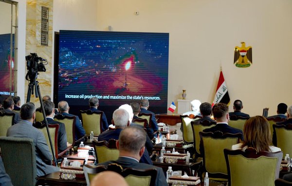 Iraqi government officials and representatives of French energy company TotalEnergies on September 5 signed an agreement to invest in Iraq's energy fields. [Iraqi Prime Minister's media office]