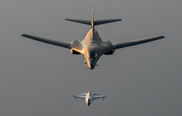 F-16s from the Bahrain Defence Force flew alongside a US Air Force B-1B in support of a presence petrol mission October 30. The mission is the fifth of its kind in 2021 and was designed to send a clear message of reassurance across the region. [US AFCENT]