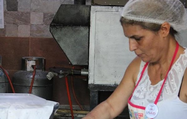 Ibtisam Maroun's bakery in al-Karantina was heavily damaged in the port blast. She was able to reopen it three months later after civil society organisations repaired it and USAID provided her with electrical equipment, including a refrigerator and dough maker. [Ibtisam Maroun]