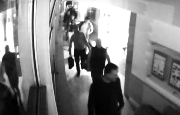 A video still from Belarusian state TV shows a handful of the dozens of Wagner Group mercenaries who entered Belarus in July 2020 on their way to unknown destinations. [File]