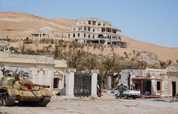 The Palmyra Hotel, which was turned into the headquarters of the Russian Military Police. [File]