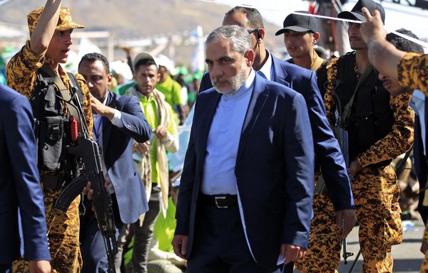 Iran's ambassador to the Houthis Hassan Eyrlou attends a ceremony in the Yemeni city of Sanaa on October 29, 2020. [Mohammed Huwais/AFP]