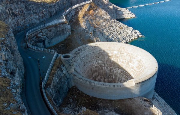 A view of the Dukan dam in Iraq as of December 9. Water levels have gone down in the dam because of Iran's diversion of the courses of the tributaries feeding giant dams in Iraq. [File]
