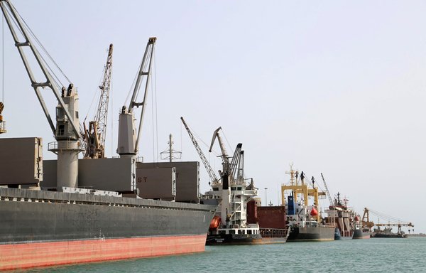 A picture taken May 14, 2019, shows a general view of the Red Sea port of al-Hodeidah. [AFP]