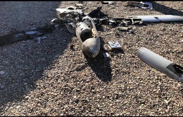 The remains of one of the drones shot down on January 4. It targeted an Iraqi air base where international coalition troops are stationed. [CENTCOM]