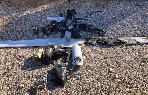 Two drones that targeted Ain al-Asad air base in Iraq's Anbar province are seen here after they were shot down outside the base. [Iraq Security Media Cell/Twitter]