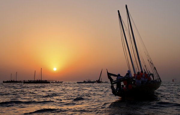 Boats in waters near Abu Dhabi in May 2021. [Karim Sahib/AFP]