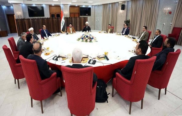 Leaders of the Iran-allied Shia Co-ordination Framework discuss political developments in Iraq during a March 21 meeting. [Twitter]