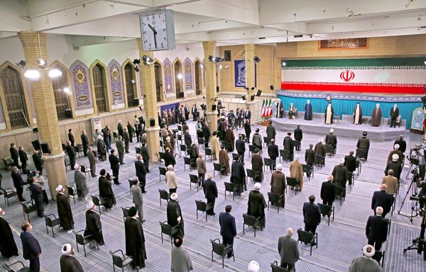 Iranian President Ebrahim Raisi's inauguration ceremony was held under COVID-19 restrictions in Tehran in 2021. [Khamenei.ir]