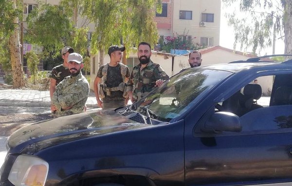 IRGC-allied militiamen in Daraa, seen here on August 21. [Houran Free League]