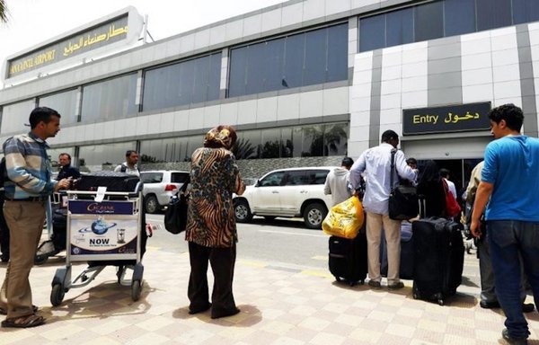 Yemenis arrive at Sanaa airport on May 16 to take the first flight from Sanaa to the Jordanian capital, Amman, since a truce went into effect on April 2. [Sanaa International Airport Administration]