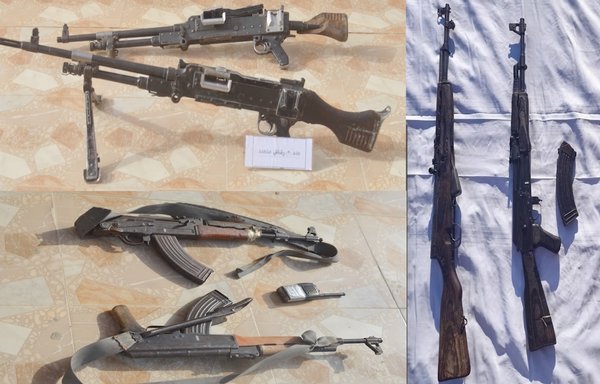 The Egyptian army displays weapons confiscated from extremists on the Sinai peninsula May 29. [Official page of the Egyptian Armed Forces spokesman]