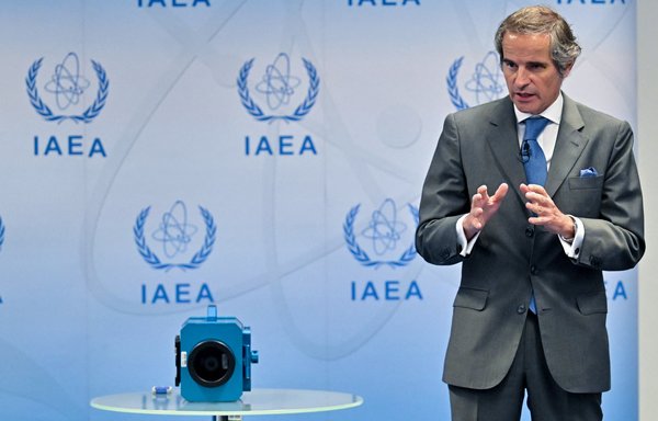 Rafael Grossi, Director General of the International Atomic Energy Agency (IAEA), on June 9 informed journalists how Iran removed 27 surveillance cameras at nuclear facilities. [Joe Klamar/AFP]