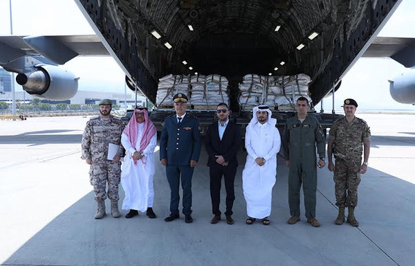 Lebanese Army Commander Gen. Joseph Aoun and a delegation from the Embassy of Qatar are seen here at Rafik Hariri International Airport after taking delivery of the emir of Qatar's gift in June. [Lebanese Army Command Directorate of Guidance]