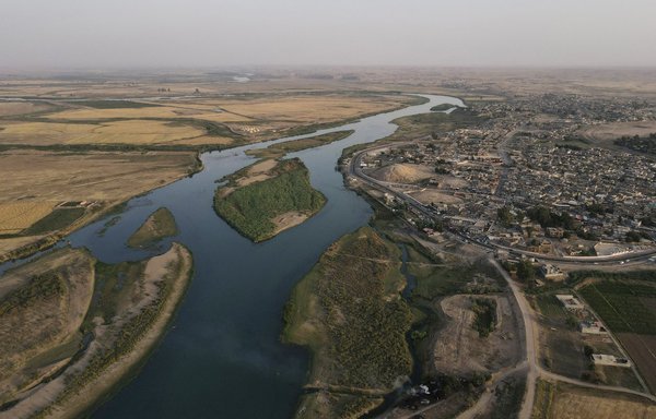This picture taken June 12 shows an aerial view of the Tigris river at Hamam al-Alil, south of Mosul. [Zaid al-Obeidi/AFP]